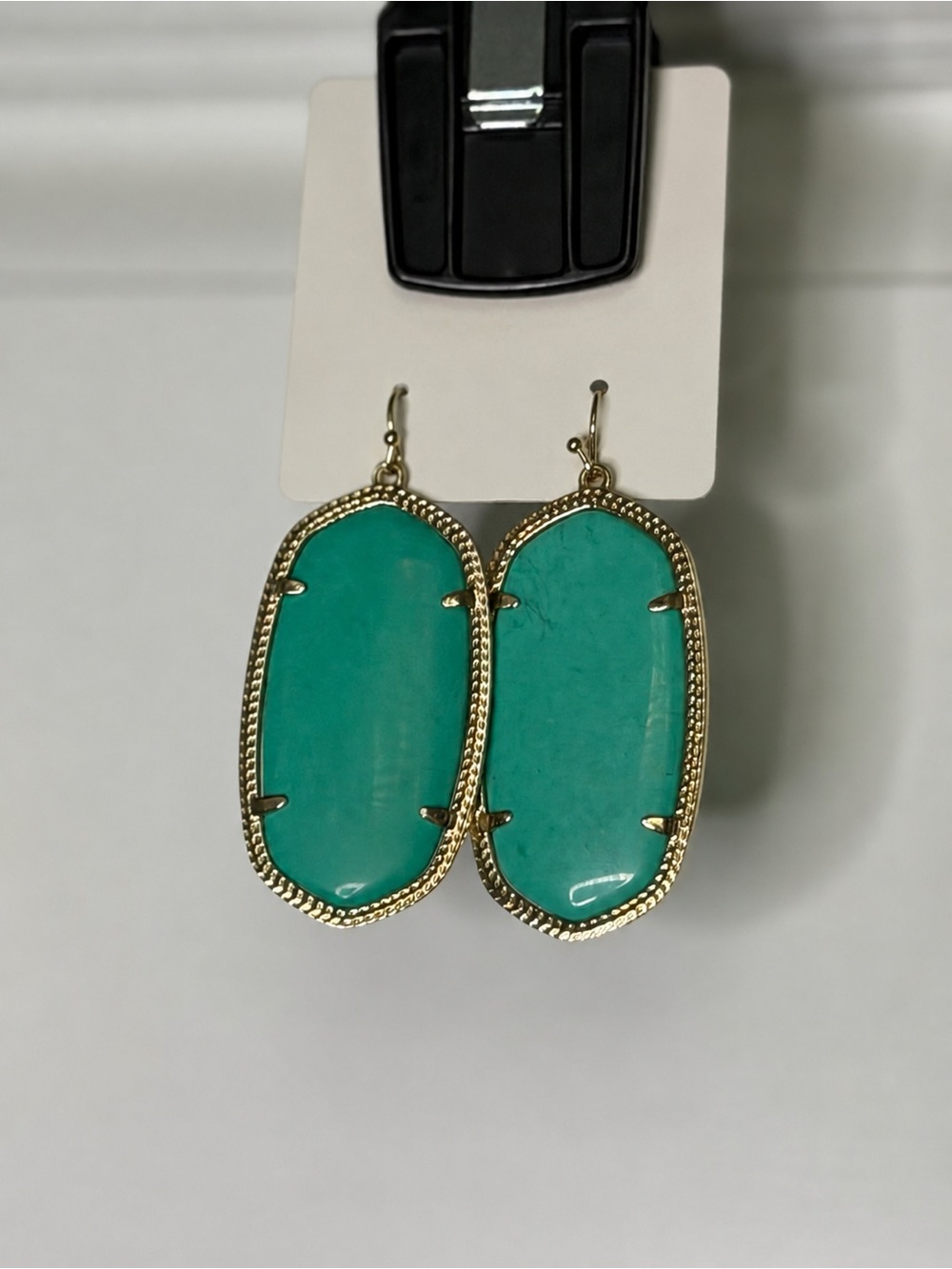 Kendra Scott Teal Gold Oval Drop Earrings